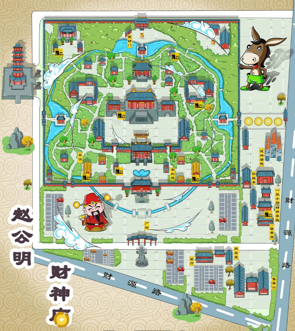 乌坡镇寺庙类手绘地图